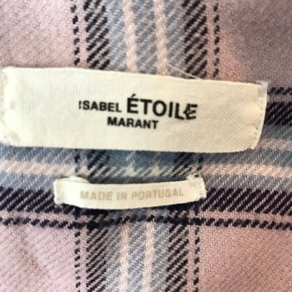 Isabel Marant Etiole Flannel Pink And Blue Plaid Shirt Dress Size 36 (6) - Picture 9 of 11
